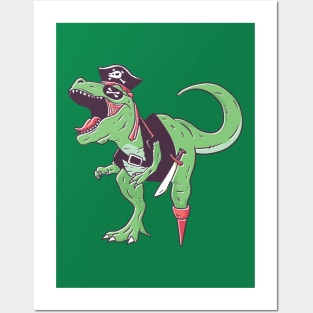 Pirate T-Rex Cartoon Posters and Art